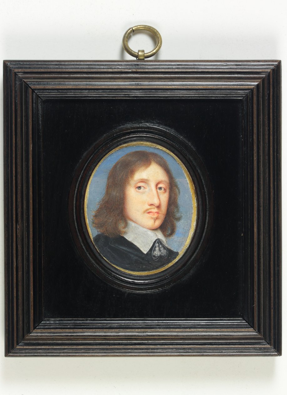 Sir Henry Vane The Younger (akvarell på veläng) av English School