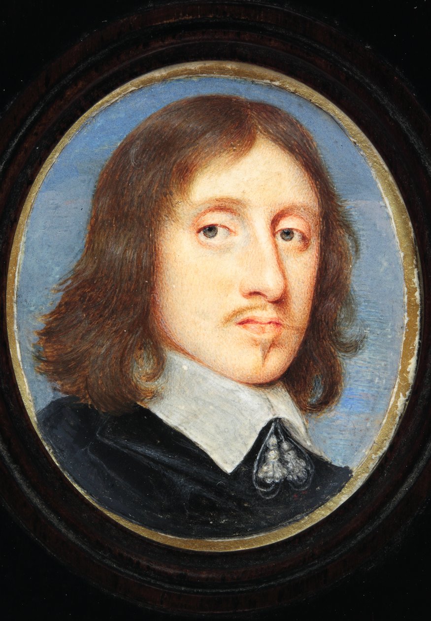Sir Henry Vane The Younger (akvarell på veläng) av English School