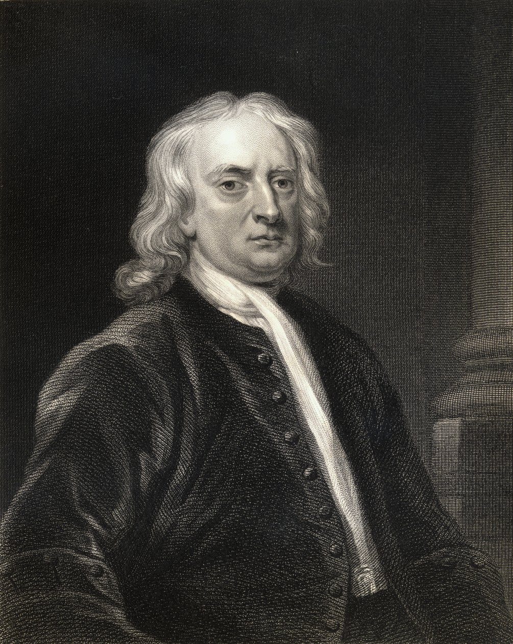 Sir Isaac Newton (1642-1727) från Gallery of Portraits, publicerad 1833 av English School