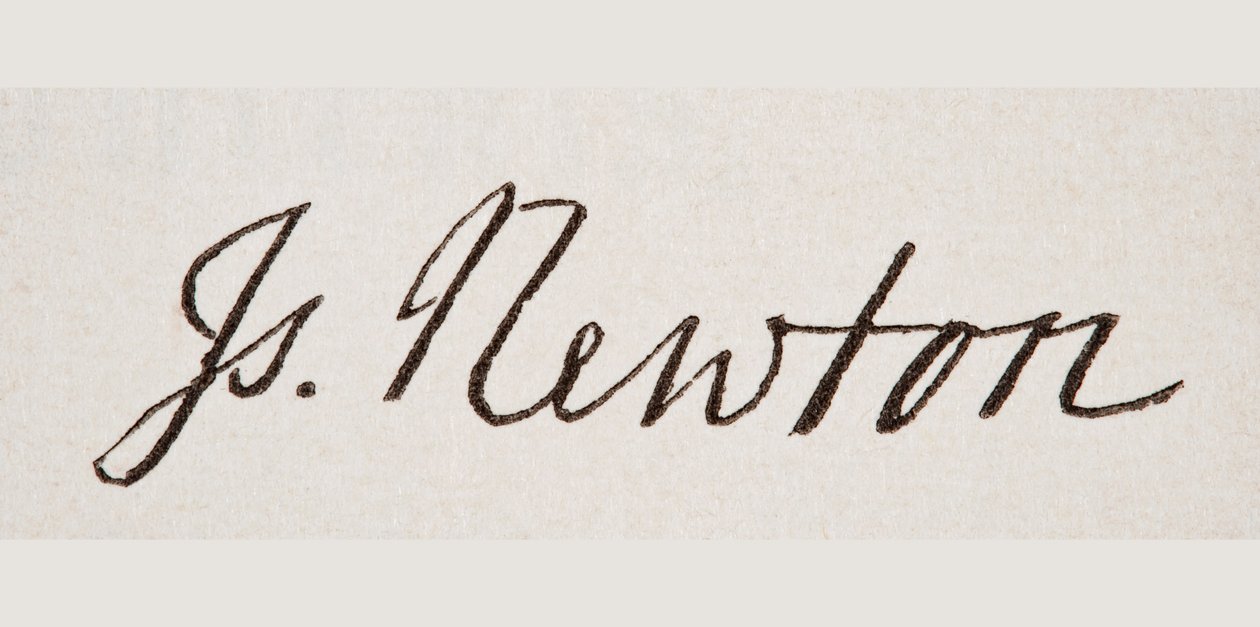 Sir Isaac Newtons signatur, från 