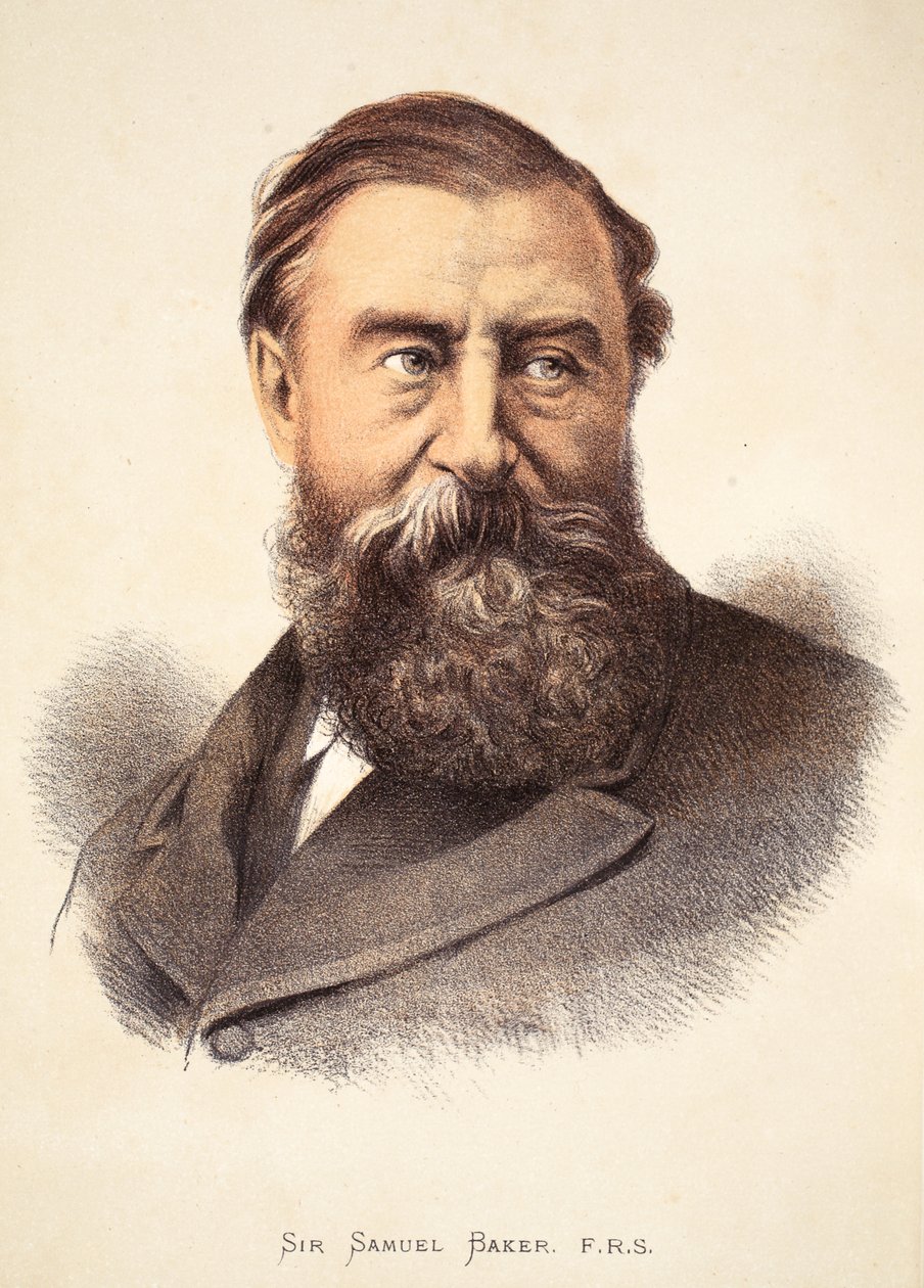 Sir Samuel Baker, illustration från The Pictorial Edition av David Livingstones liv och upptäckter av J. Ewing Richie, pub. av A. Fullarton & Co., 1876 av English School