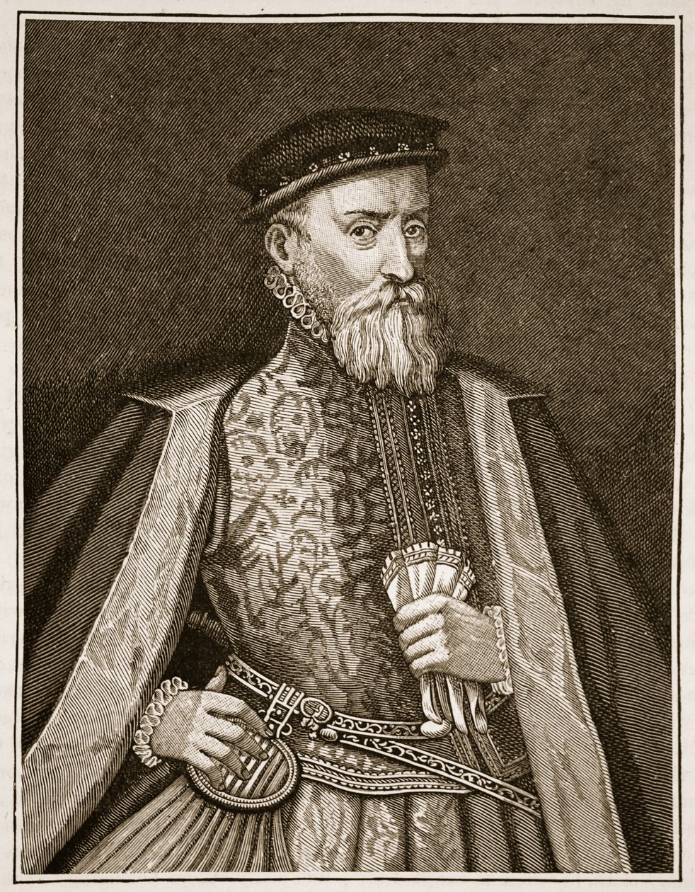 Sir Thomas Gresham, illustration från Cassells Illustrated History of England (sepiafoto) av English School