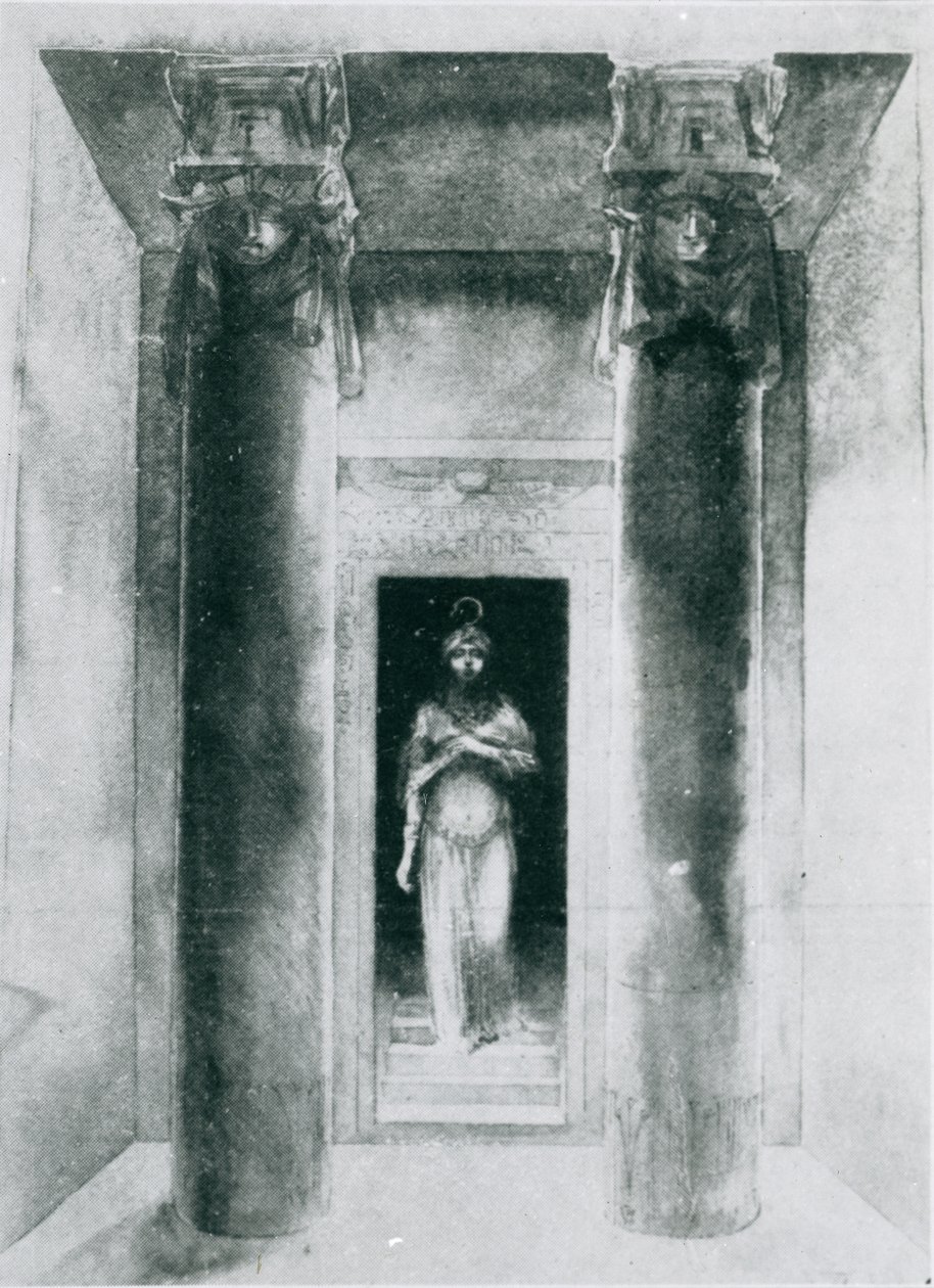 Skiss av Moina Mathers (1865-1928) i rollen som översteprästinnan Anari, som arbetar med Rites of Isis, Paris, 1899 av English School