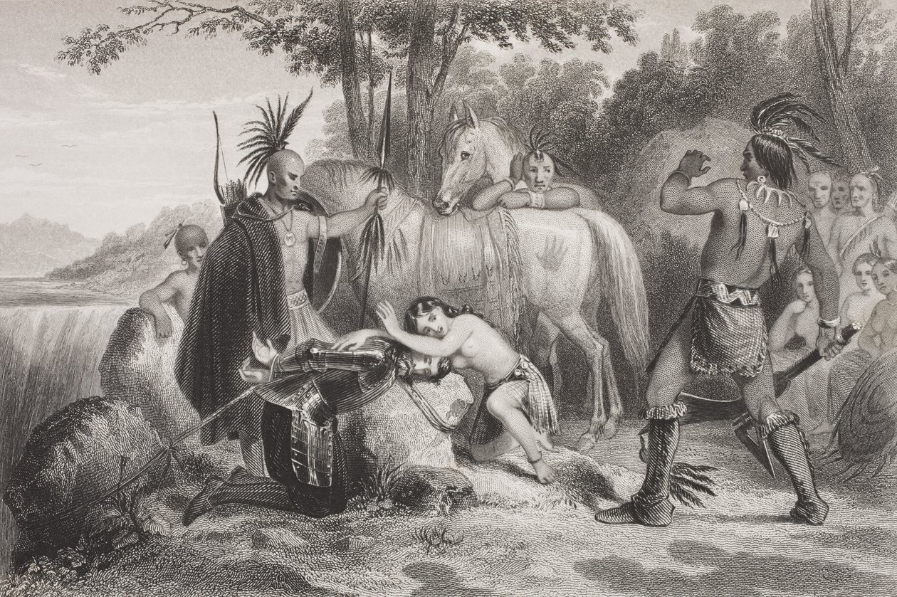 Smith räddad av Pocahontas, från 