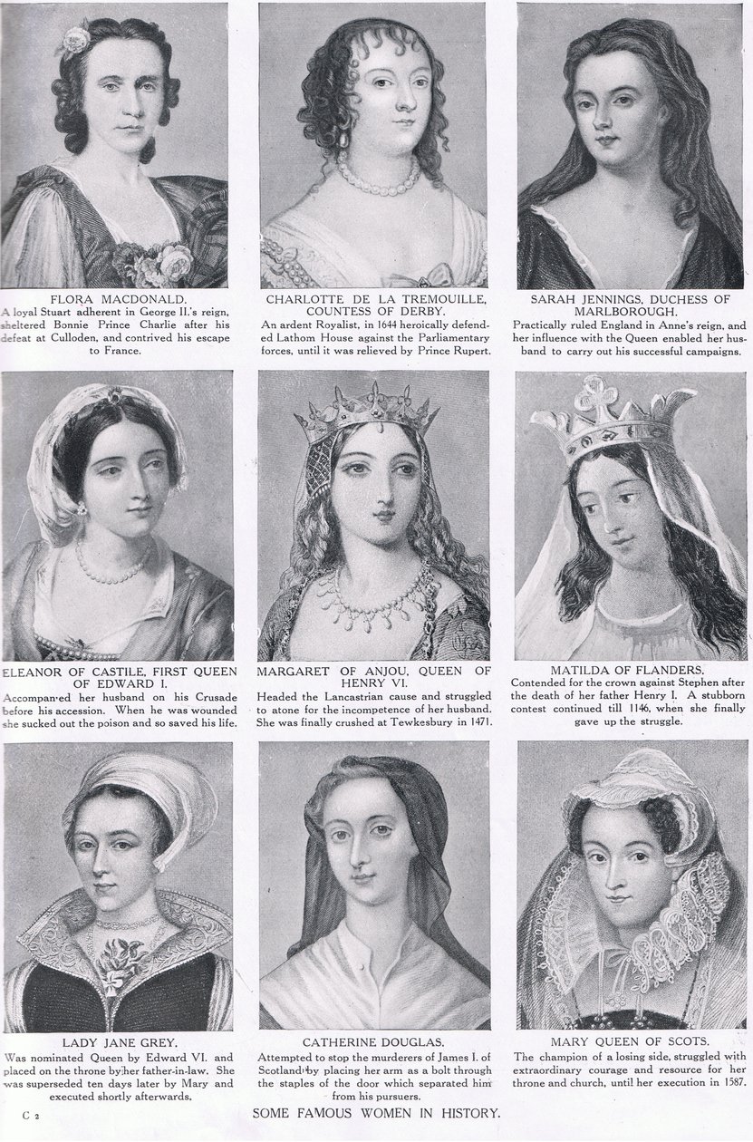 Some Famous Women in History, illustration från Hutchinsons History of the Nations, c.1910 av English School