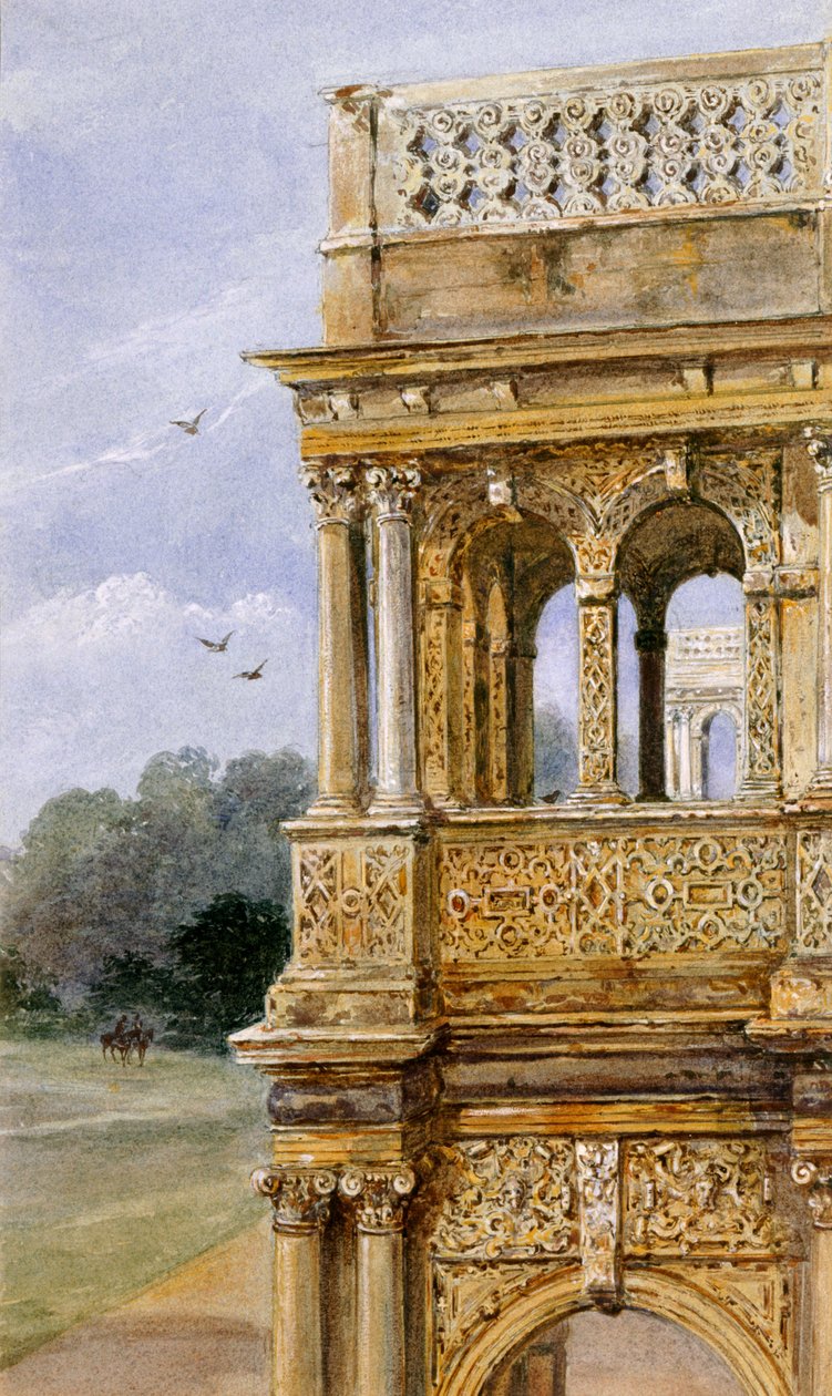 South veranda, Audley End House, sent 1800-tal (akvarell på papper) av English School