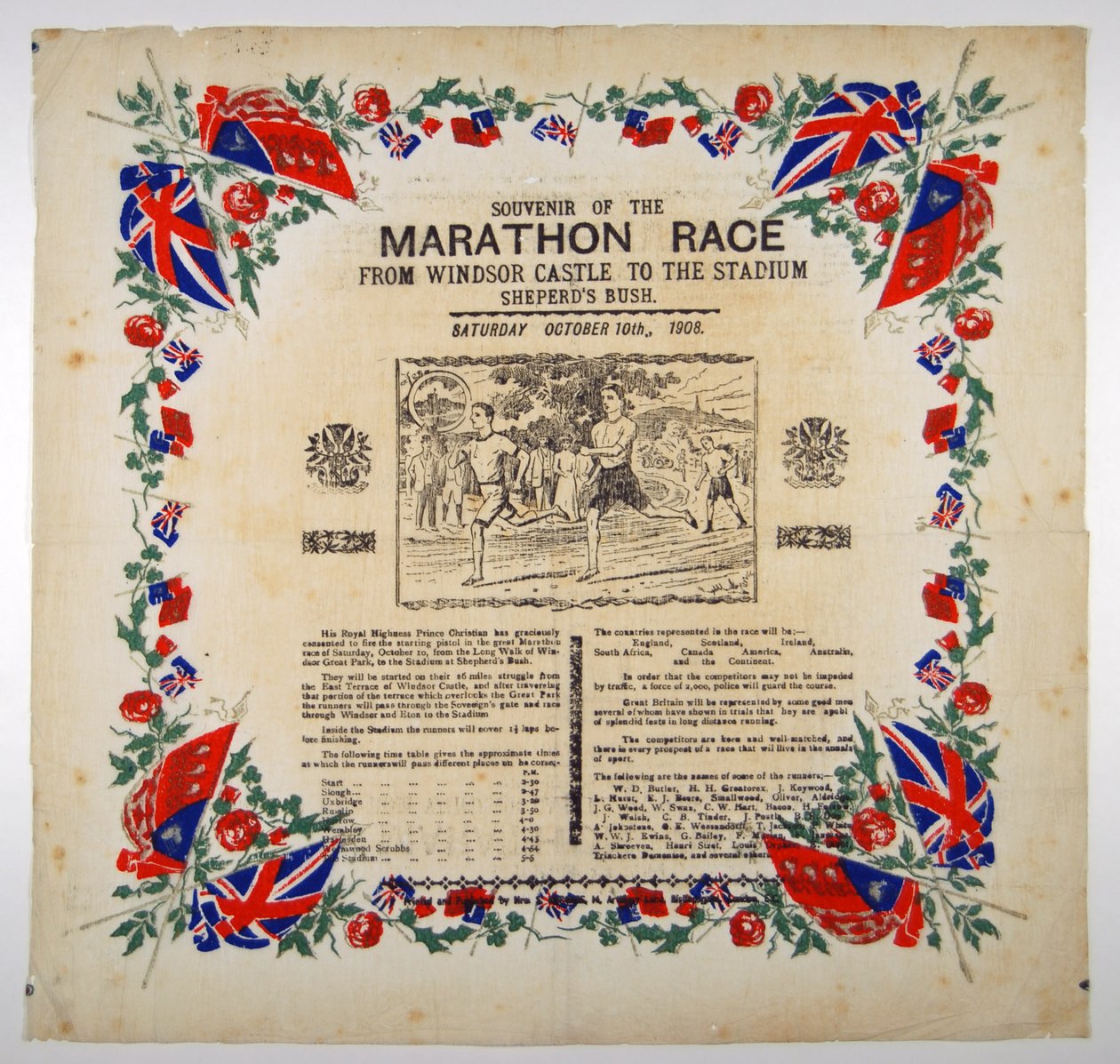 Souvenir of the Marathon Race från Windsor Castle till Stadium, Shepherds Bush, 1908 av English School
