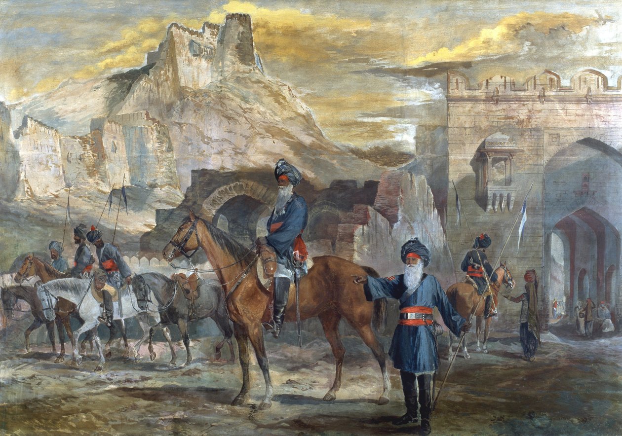 Sowars, 19:e regementet av bengaliska lanseringar i Afghanistan, ca 1880 av English School