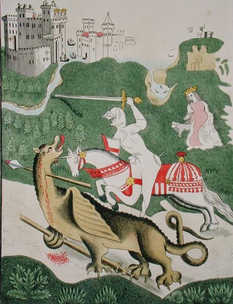St. George med draken, från treenighetens kapell i Stratford Upon Avon, Warwickshire av English School