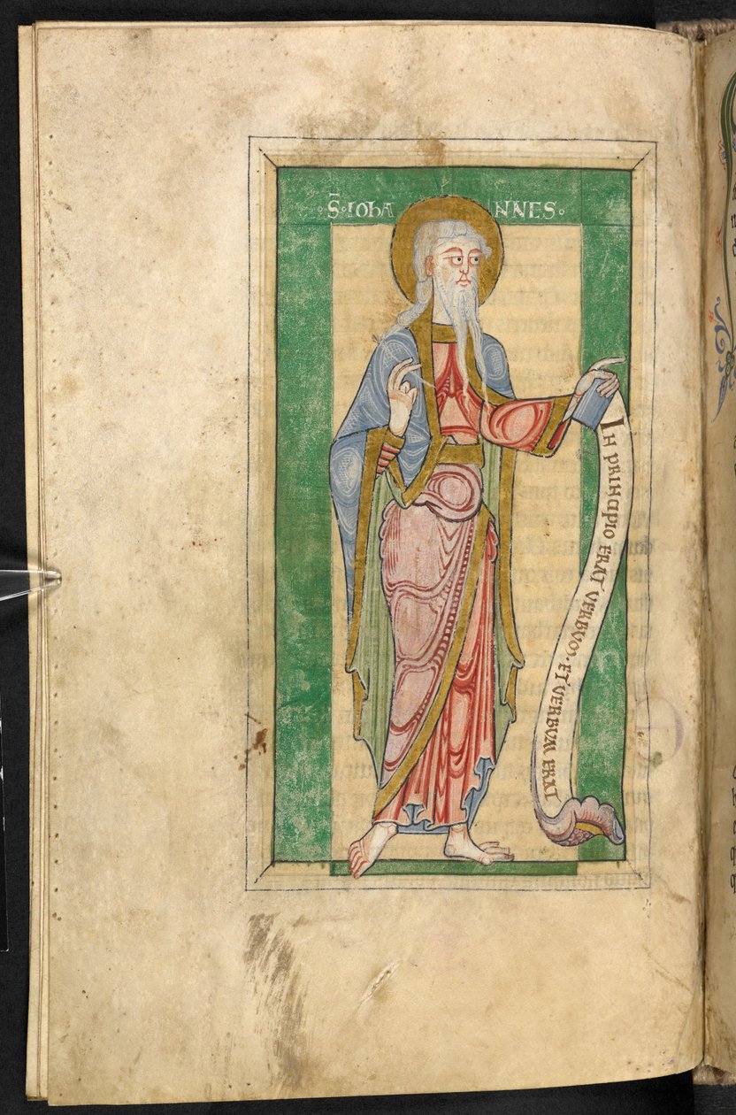 St John med en ram i grönt (vellum) av English School