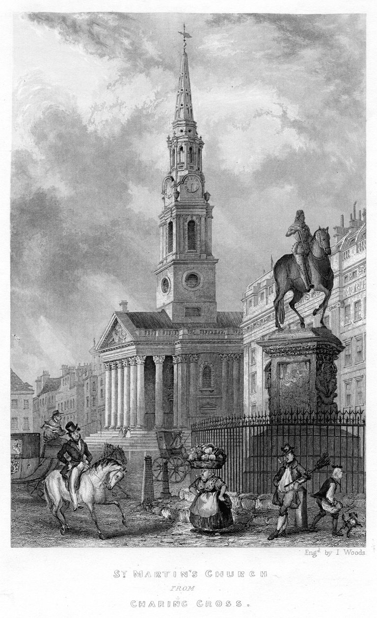 St. Martins Church från Charing Cross, 1837 av English School