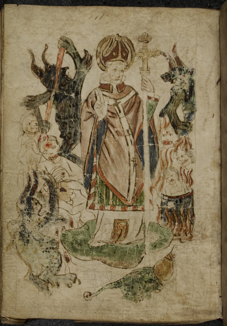 St Patrick omgiven av demoner av English School