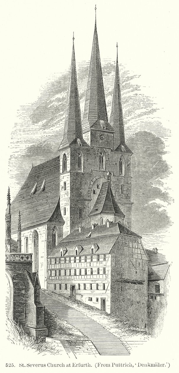 St Severus-kyrkan i Erfurth (gravyr) av English School