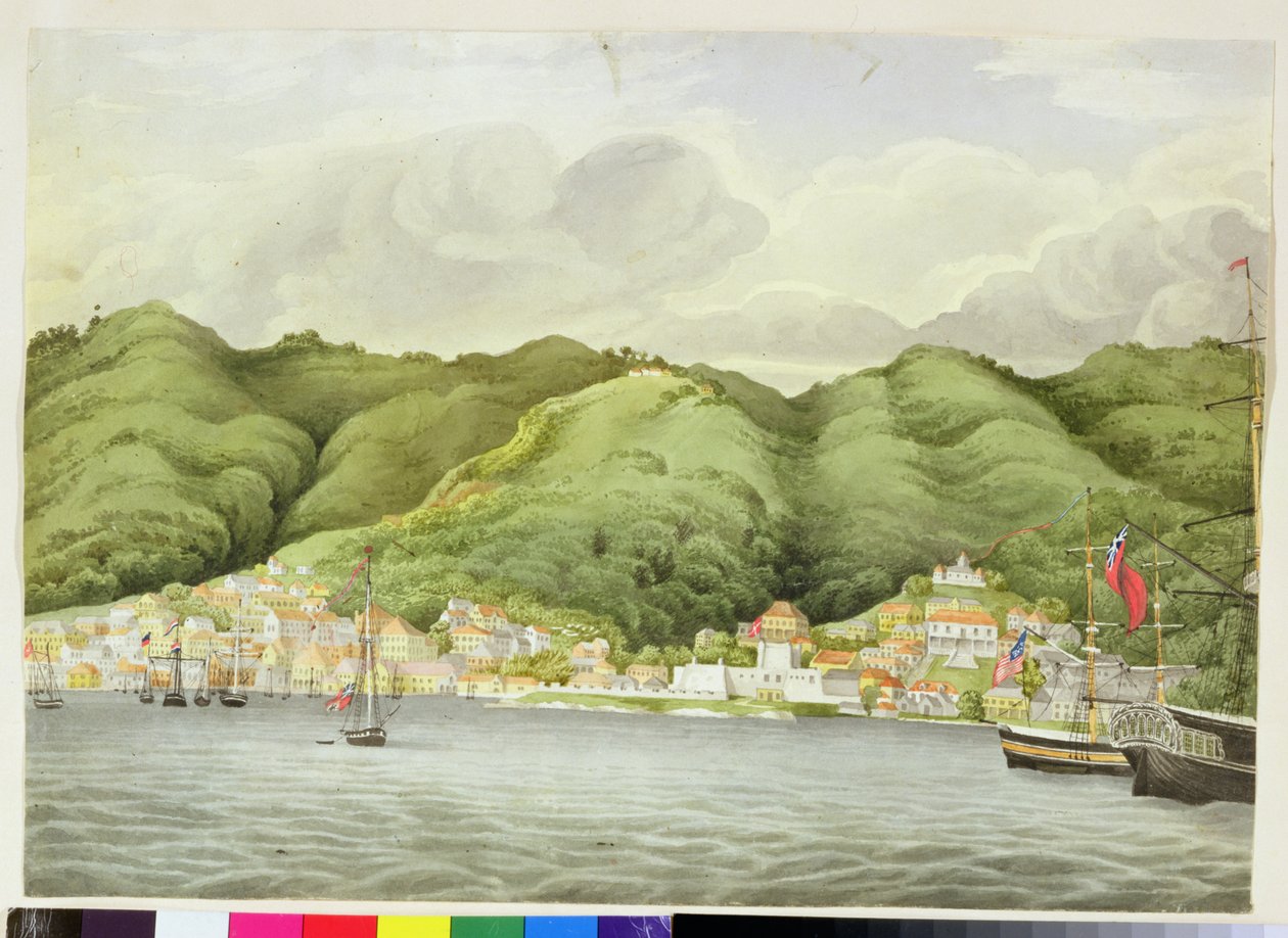 St. Thomas, ca 1832 (wc på papper) av English School