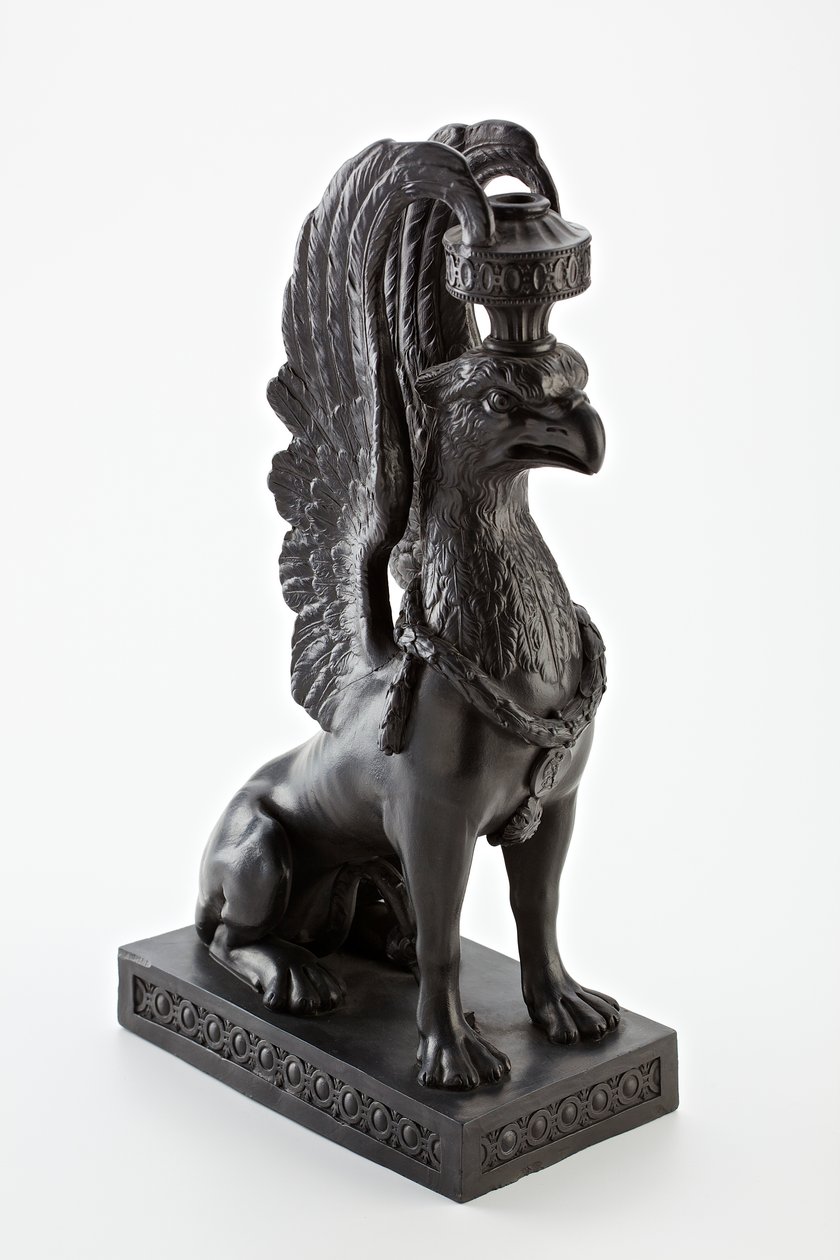 Staffordshire Wedgwood basalt ware ljusstake i form av en griffin, c.1771-80 (basalt ware) av English School