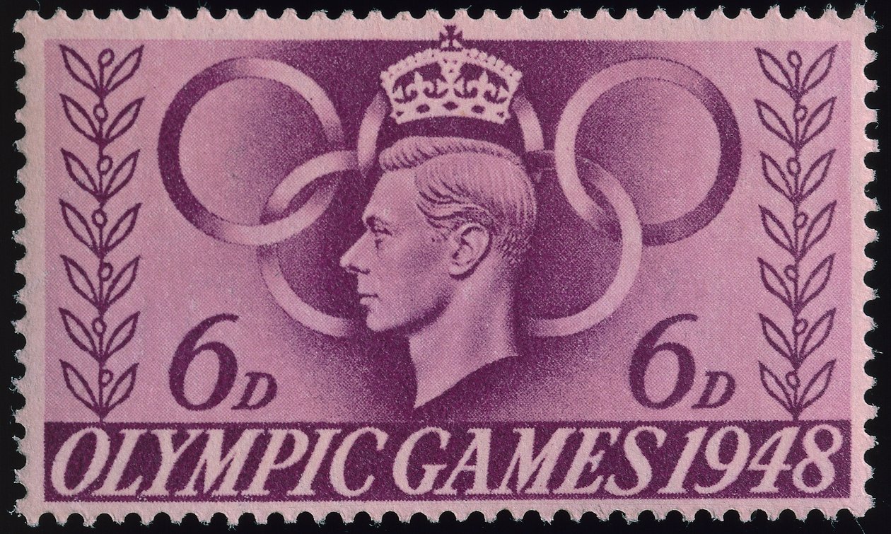 Frimärke till minne av OS i London 1948 av English School