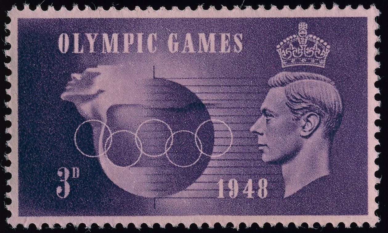 Frimärke till minne av OS i London 1948 av English School
