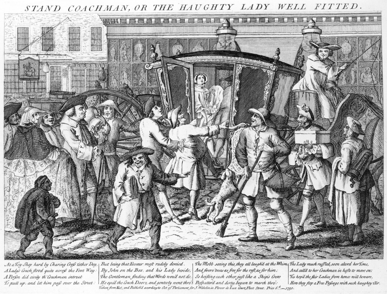 Stand Coachman or the Haughty Lady Well Fitted, utgiven av J. Wakelin, 1750 av English School