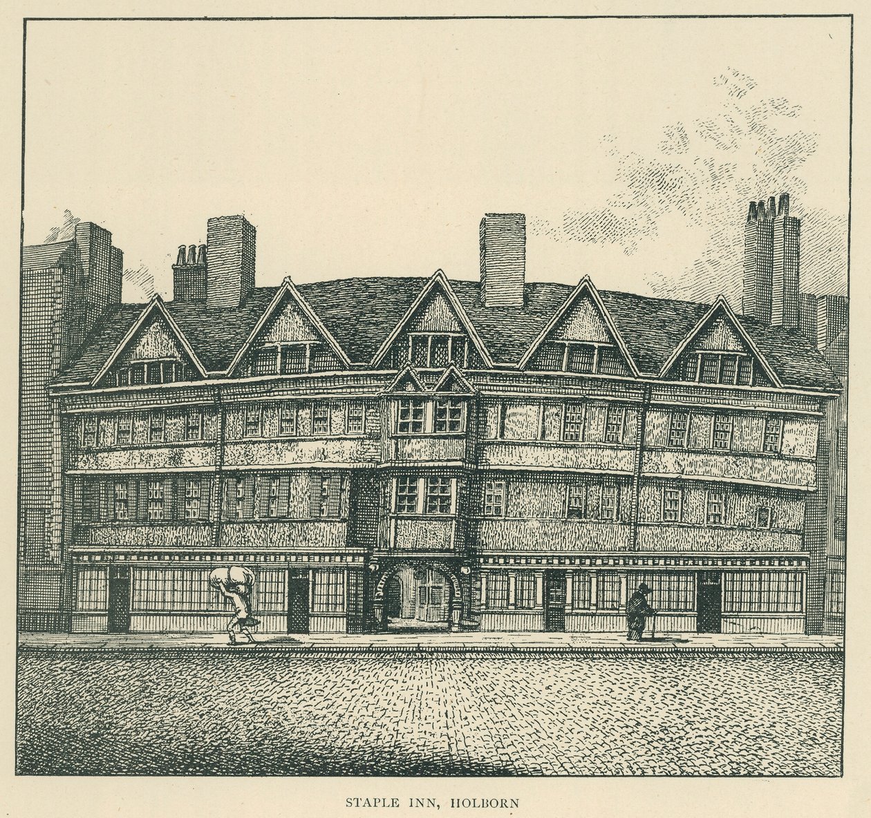 Staple Inn, Holborn (litografi) av English School