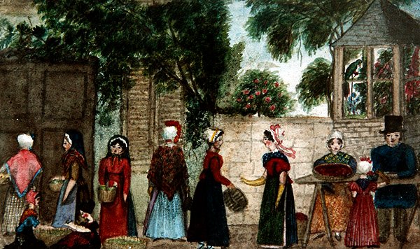 Gatumarknad, ca 1840 (akvarell på papper) av English School