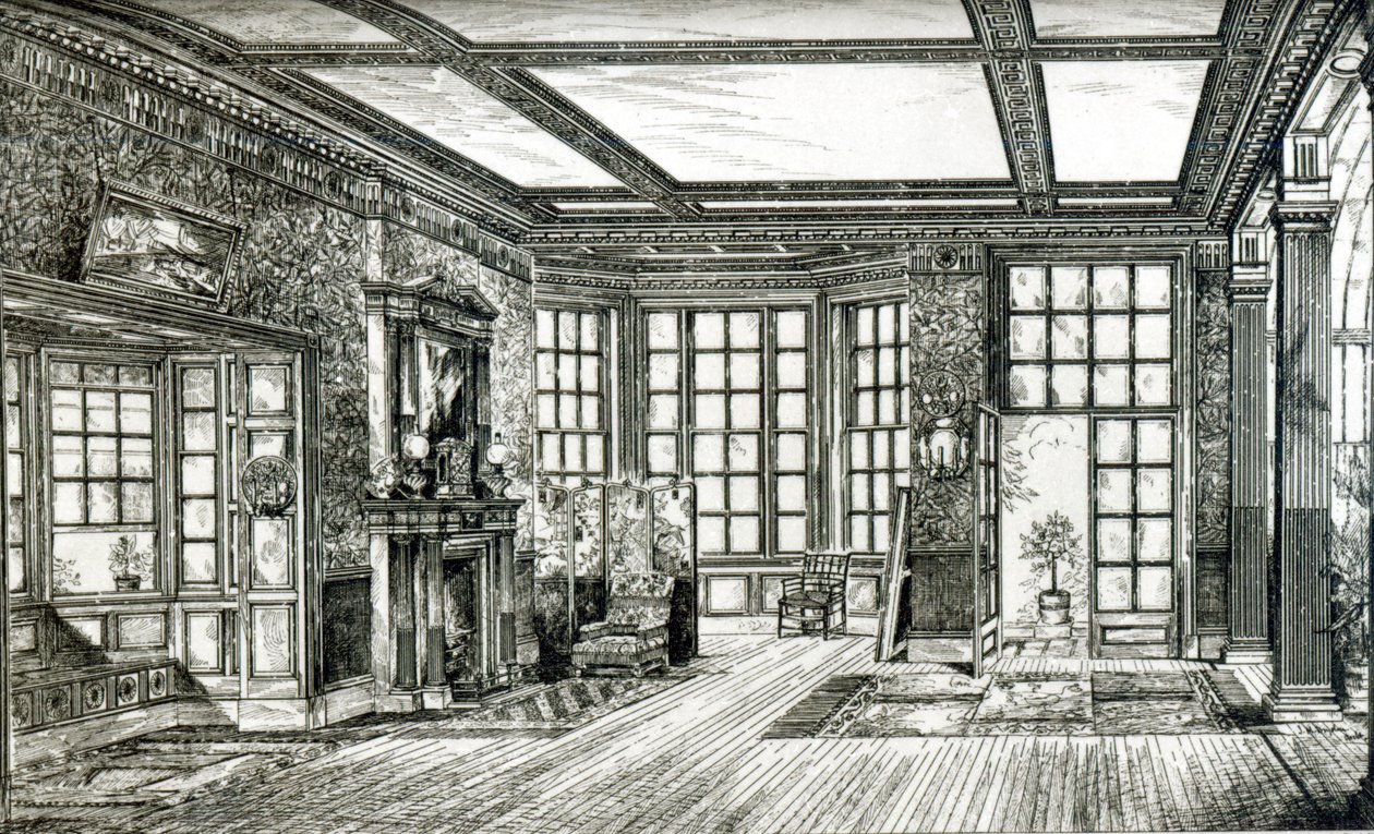 Studio för James Tissot Esquire, Grove End Road, 1874 (litho) (bw foto) av English School