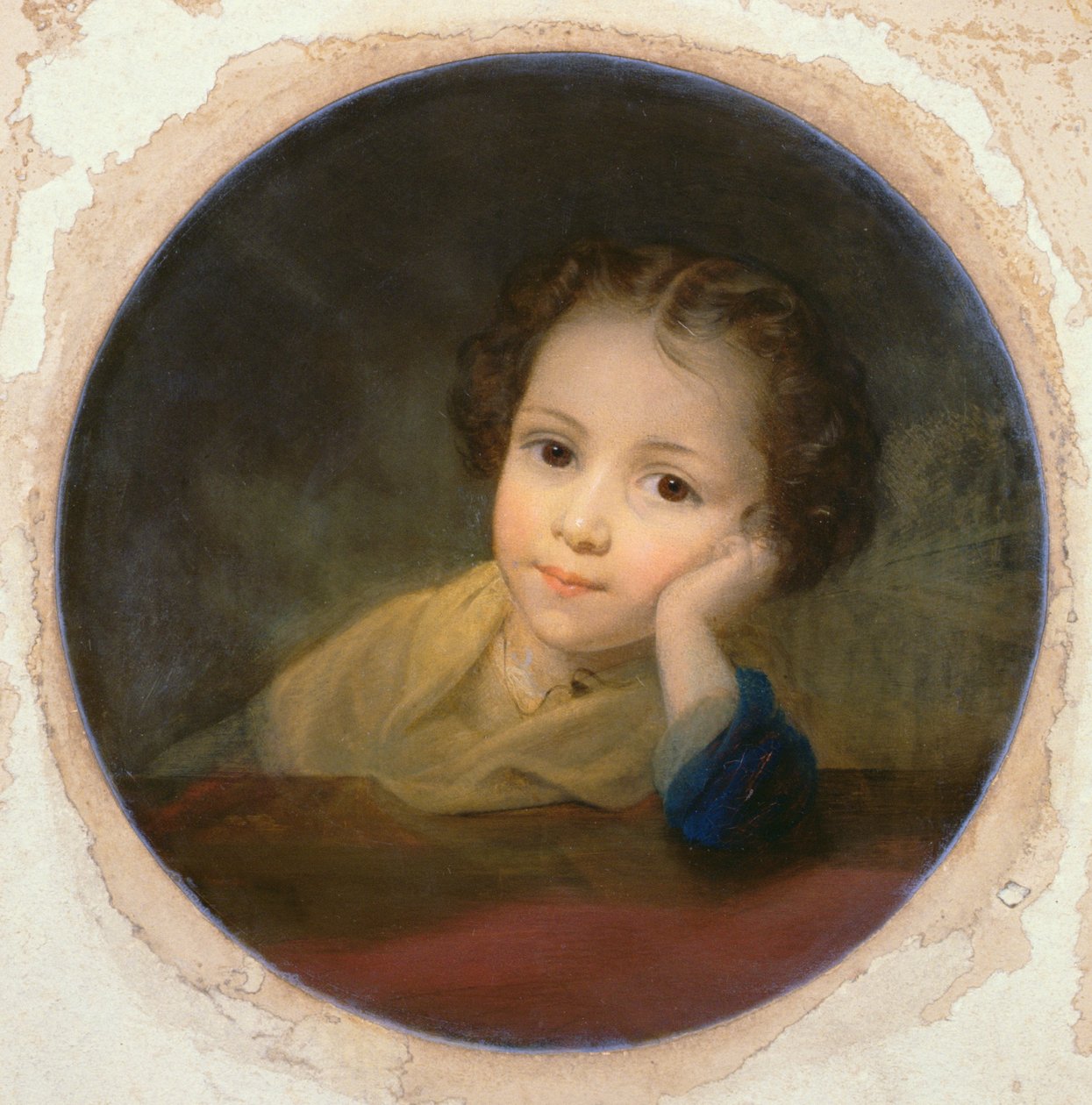 Study of a Child, ca 1850 (olja på kort) av English School