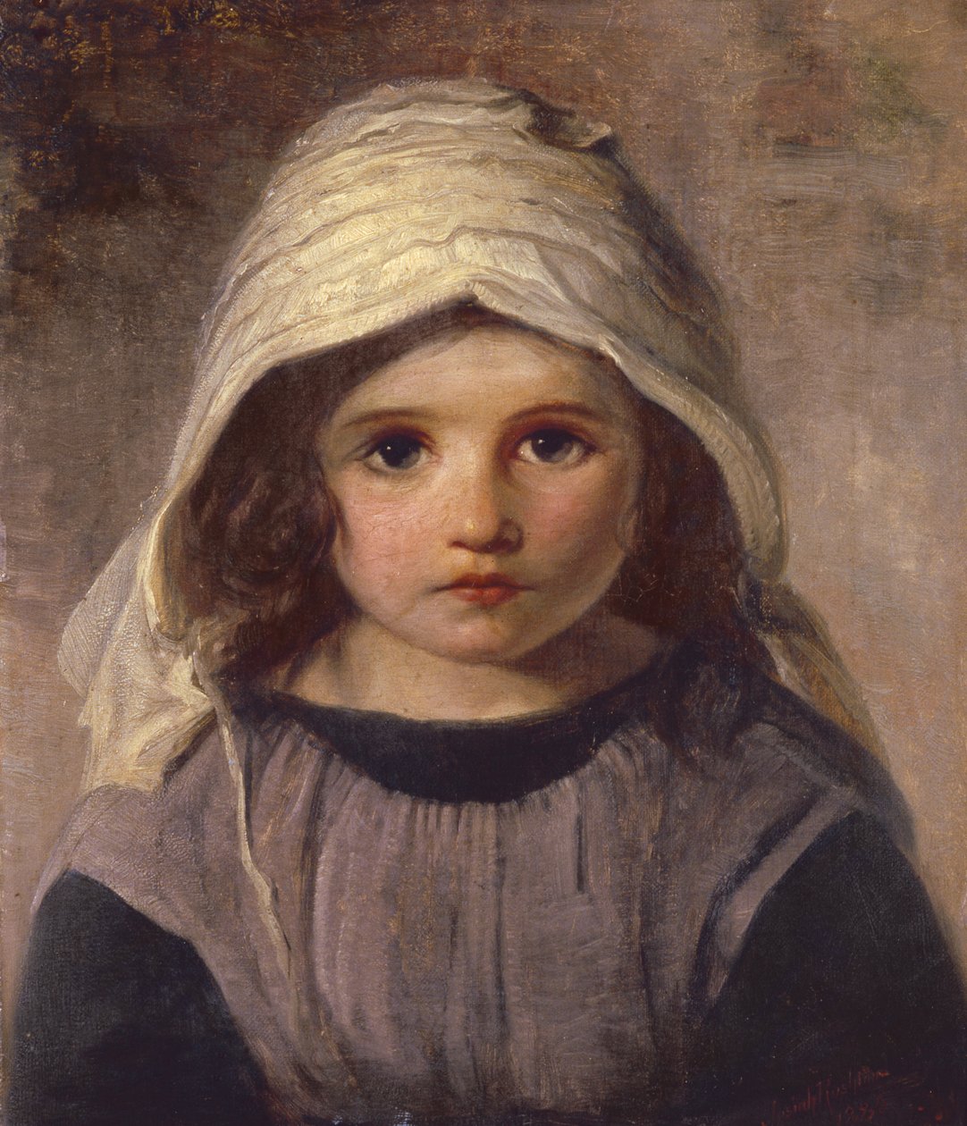 Studie av en flicka i en motorhuv, 1890 av English School