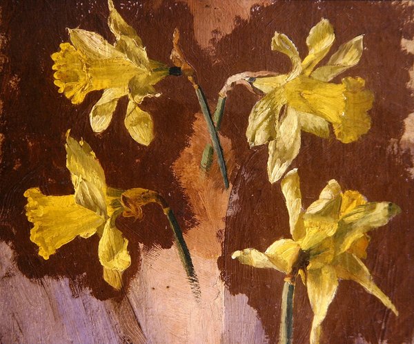 Studie av påskliljor, ca 1830 (olja på papper) av English School