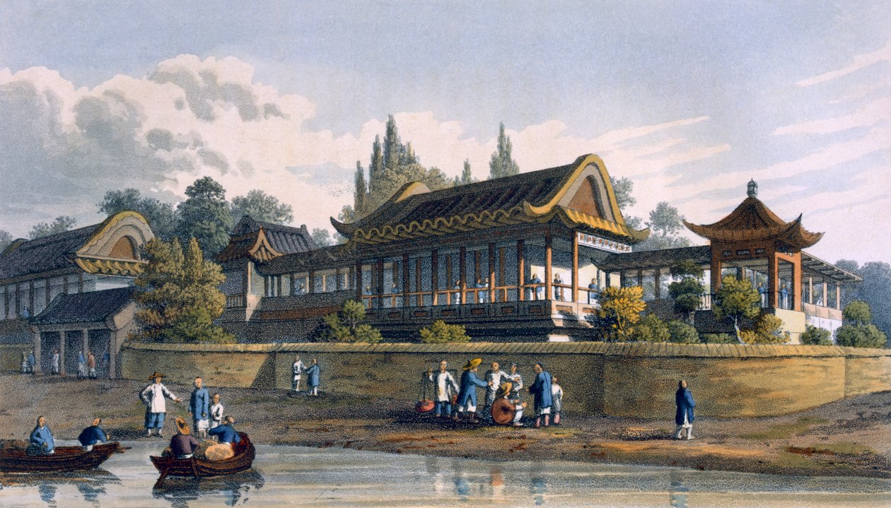 Kejsarens sommarpalats, mittemot staden Tien-Sing, 1817 av English School