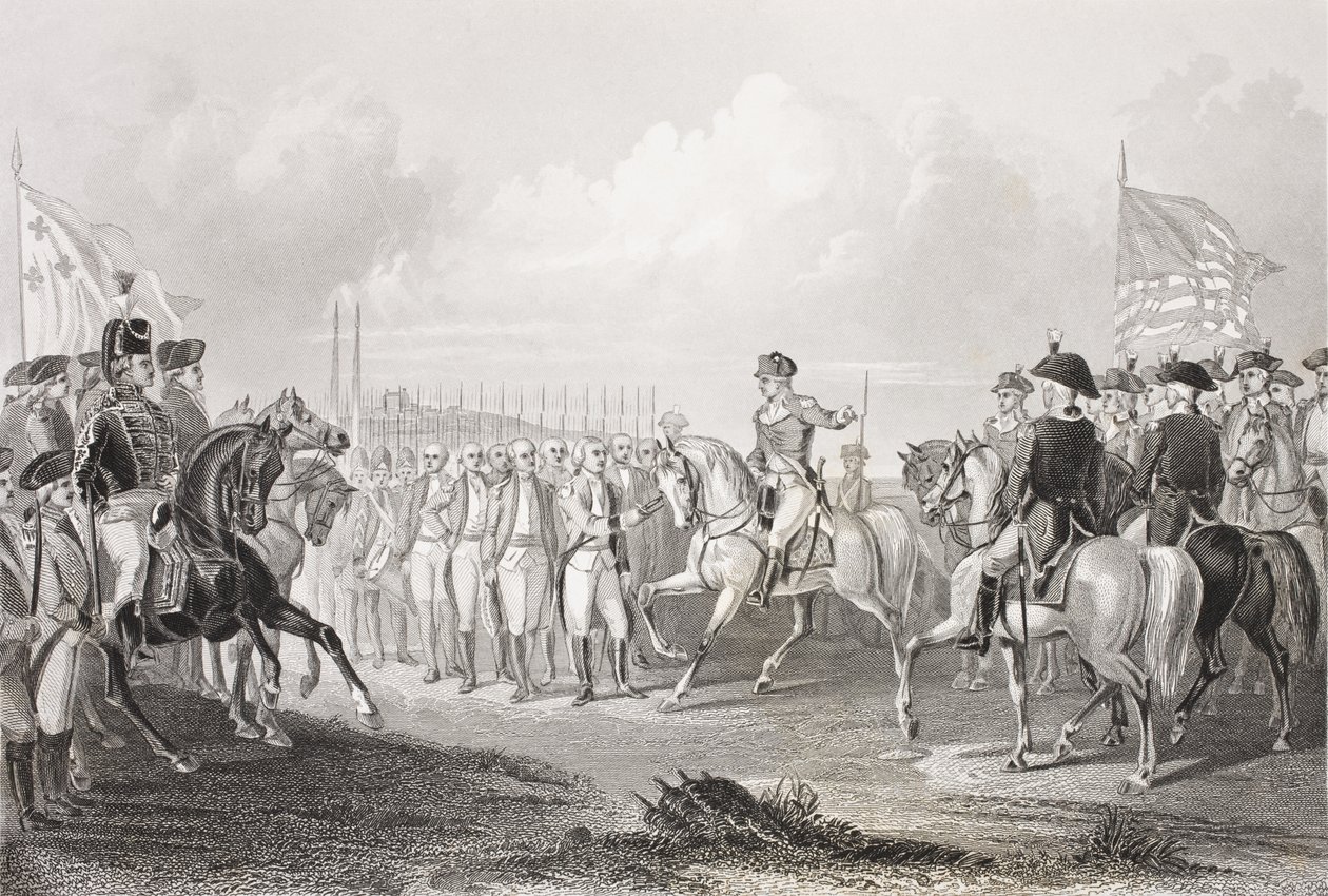 Överlämnande av Lord Cornwallis i Yorktown, Virginia, 19 oktober 1781, från 