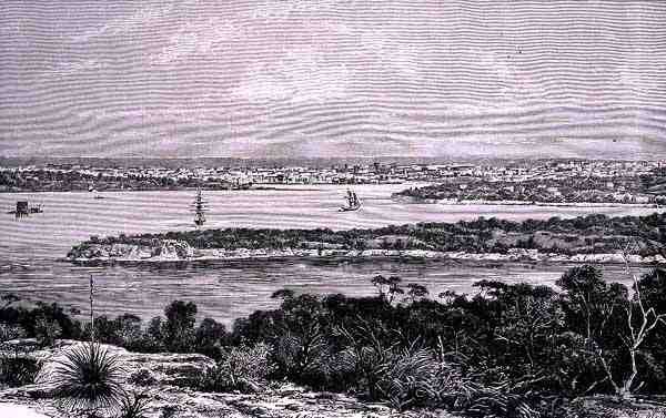 Sydney Harbour, New South Wales, Australien, från "Australian Pictures", pub. av The Religious Tract Society av English School
