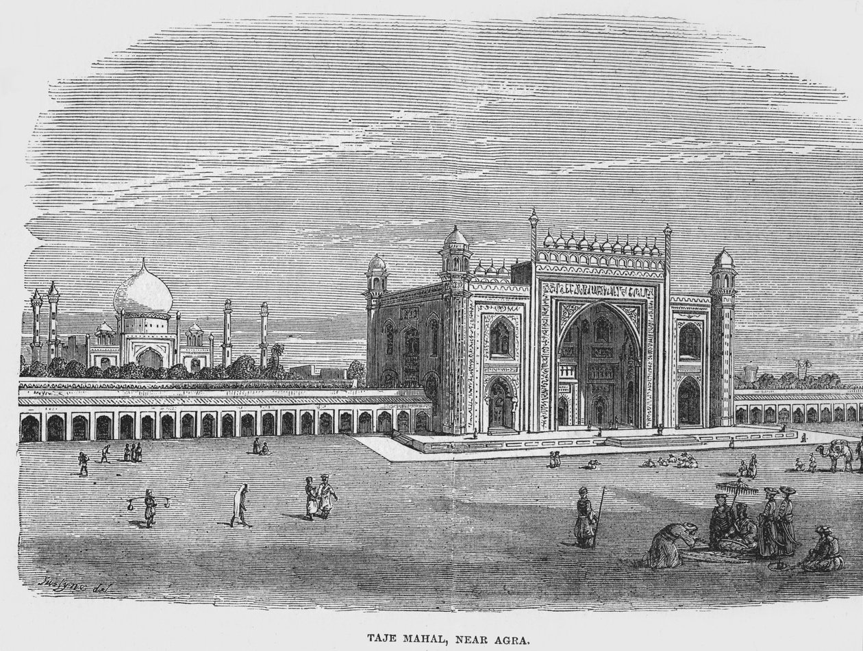 Taj Mahal, nära Agra (gravyr) av English School