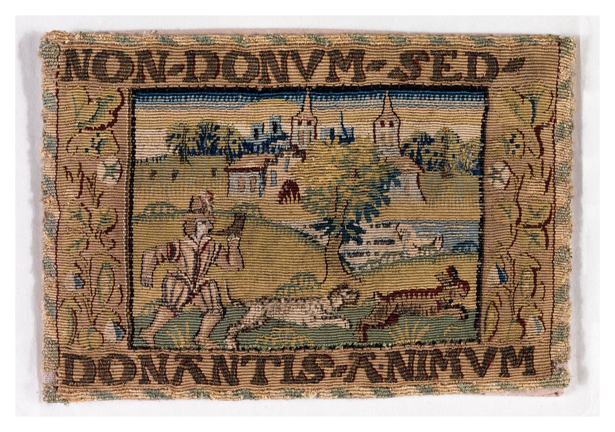 Gobelängpanel som visar jaktscenen, möjligen tillverkad i Sheldon, England, ca 1600-25 (ull) av English School