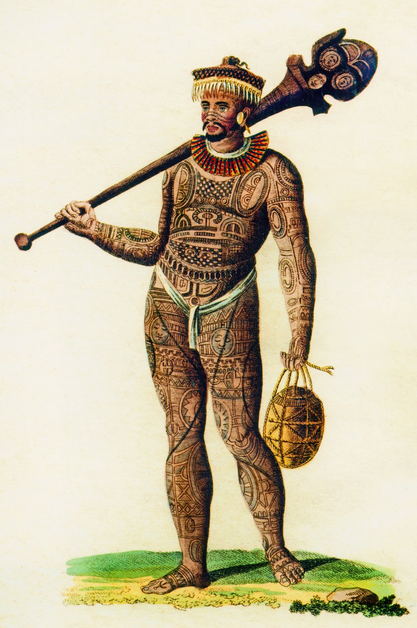 Tatuerad man från Marquesasöarna, 1843 av English School