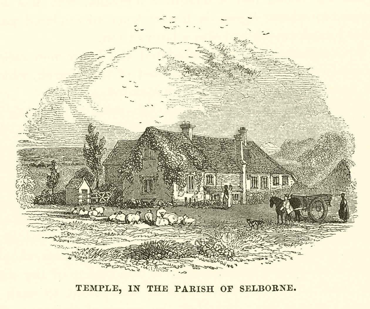 Temple, i Selborne församling (gravyr) av English School