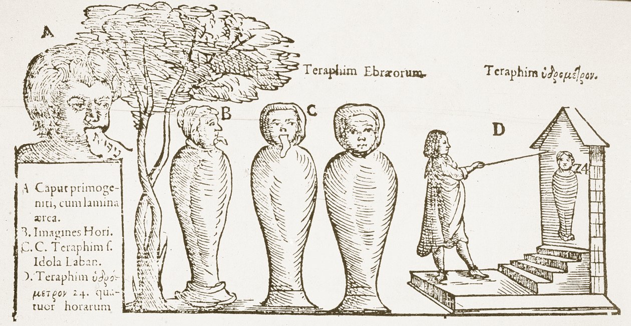 Terafim, kopia av en illustration från 1600-talet, använd i en magihistoria, publicerad i slutet av 1800-talet av English School