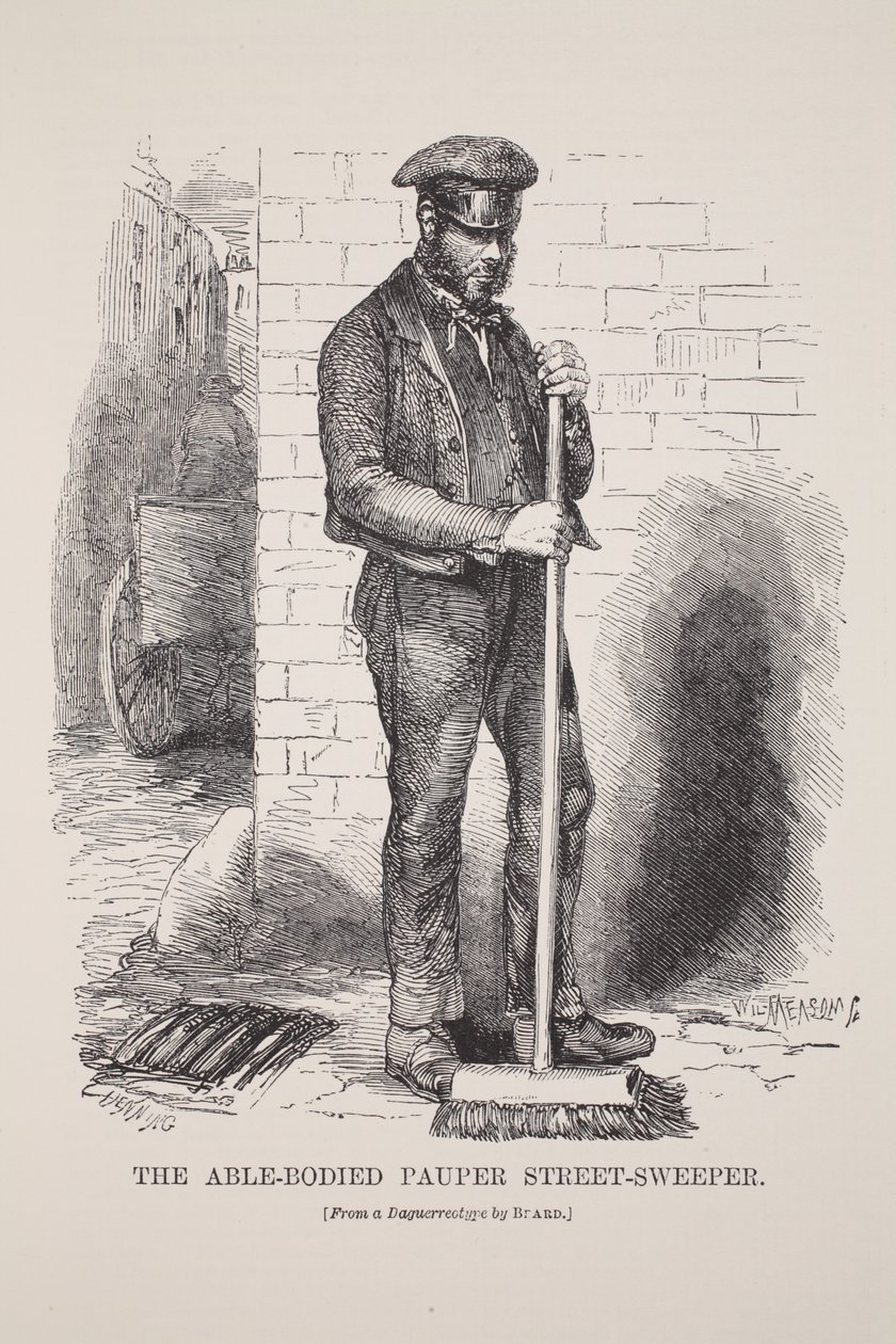The Able-Bodied Pauper Street-Sweeper, från daguerreotypien av Richard Beard, illustration från London Labor och London Poor av Henry Mayhew, pub. 1862 av English School