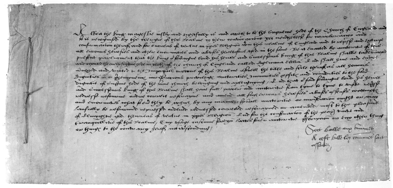 O le Tulafono a le Pule Sili na amanaʻia ai Henry VIII o le ulu o le Ekalesia Egelani, 1534 (tusitusi i luga o pepa) av English School
