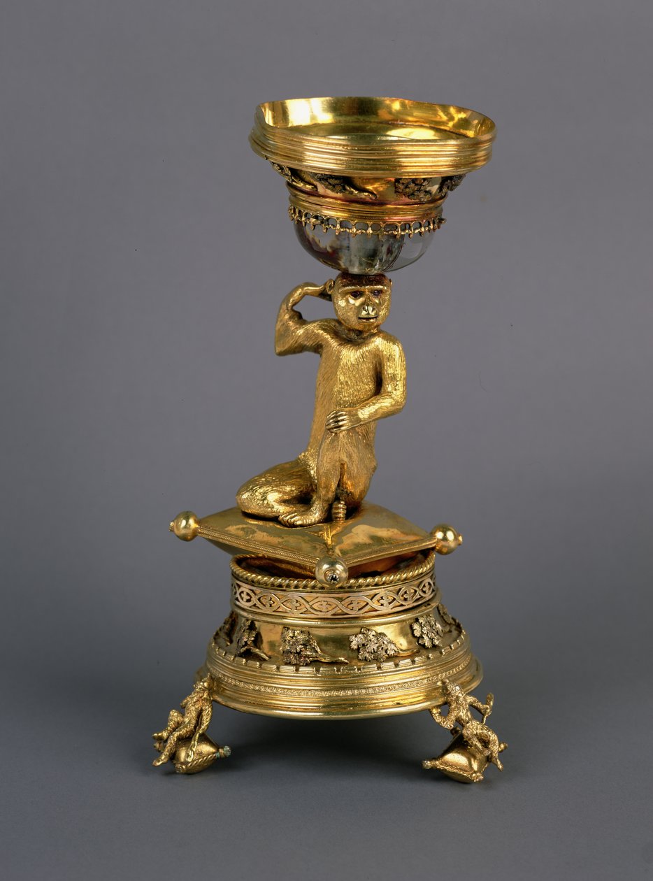 Apesaltet, presenterat för New College, Oxford av ärkebiskop Warham 1516, ca 1450-1500 (förgylld silver, rubin och kristall) av English School