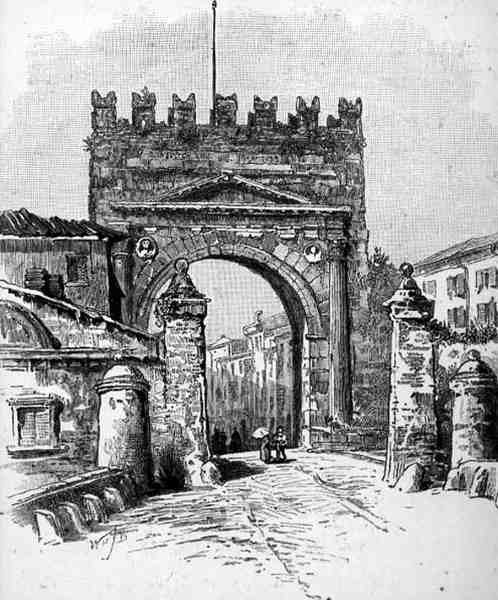Augustus båge, Rimini, Italien, från "The Picturesque Mediterranean", volym 3, utgiven av Cassell and Co. Ltd. av English School