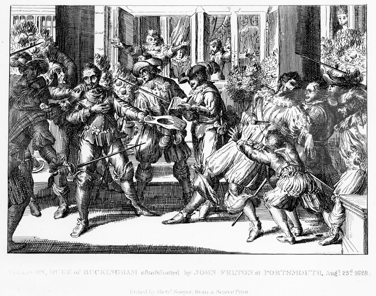 Mordet på George Villiers, 1:e hertig av Buckingham, c.1822 av English School
