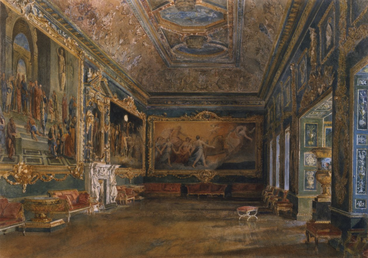 The Ball Room, Northumberland House, ca 1870 (akvarell) av English School