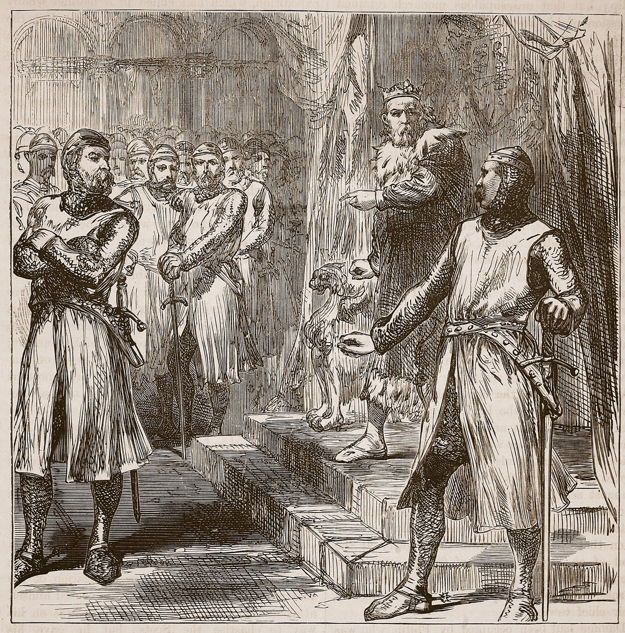Baronerna gör uppror mot kungen, illustration från Cassells Illustrated History of England (sepiafoto) av English School