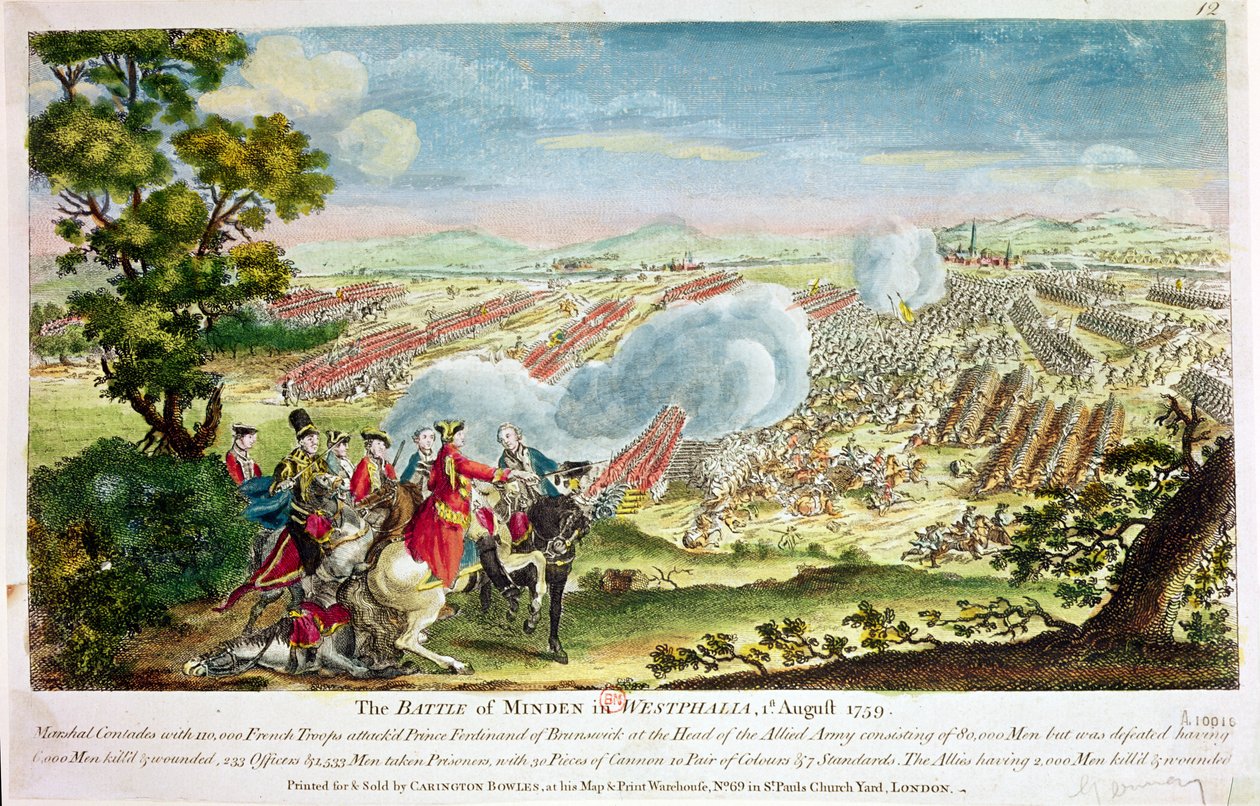 Slaget vid Minden i Westfalen 1759 av English School