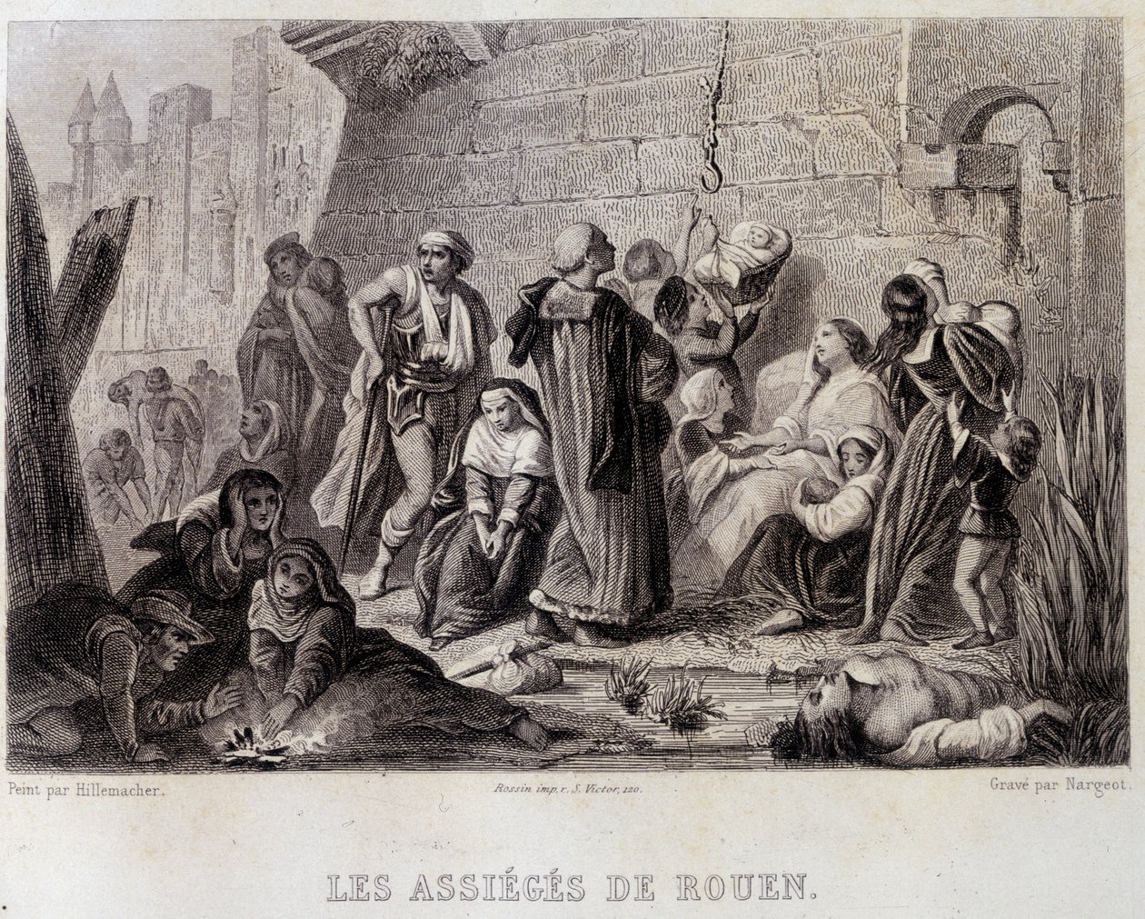 De belägrade av Rouen (gravyr) av English School
