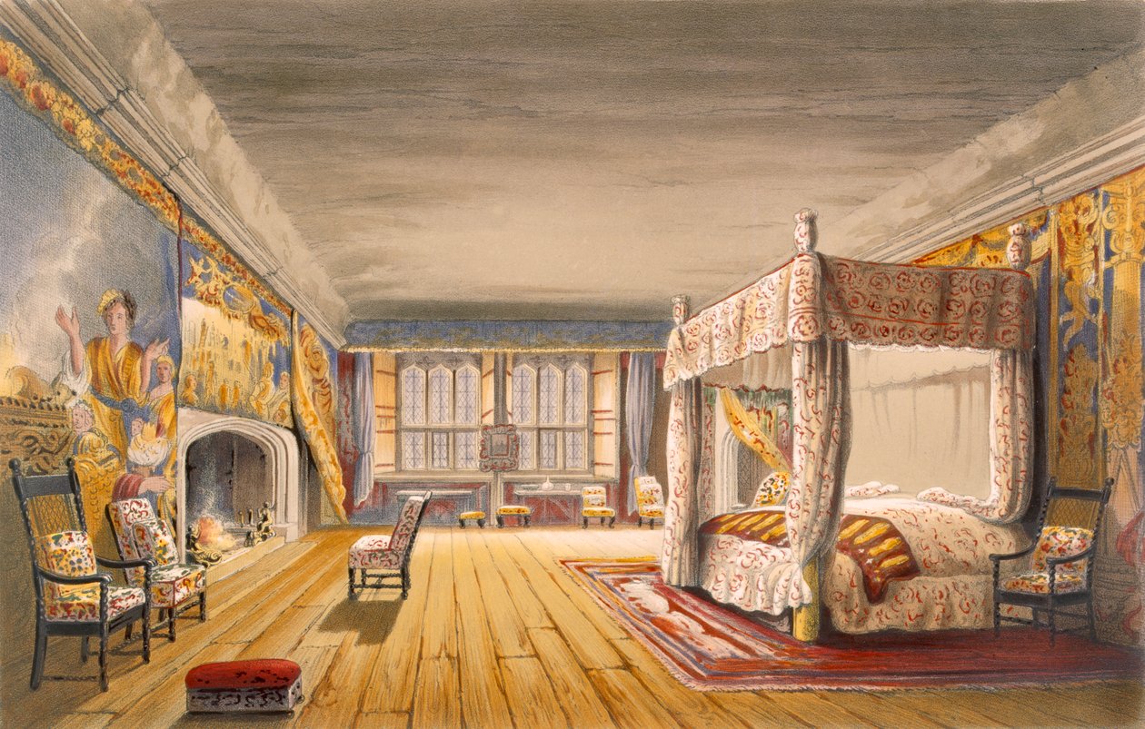Det bästa sovrummet, Cotehele House, c.1830-40 av English School