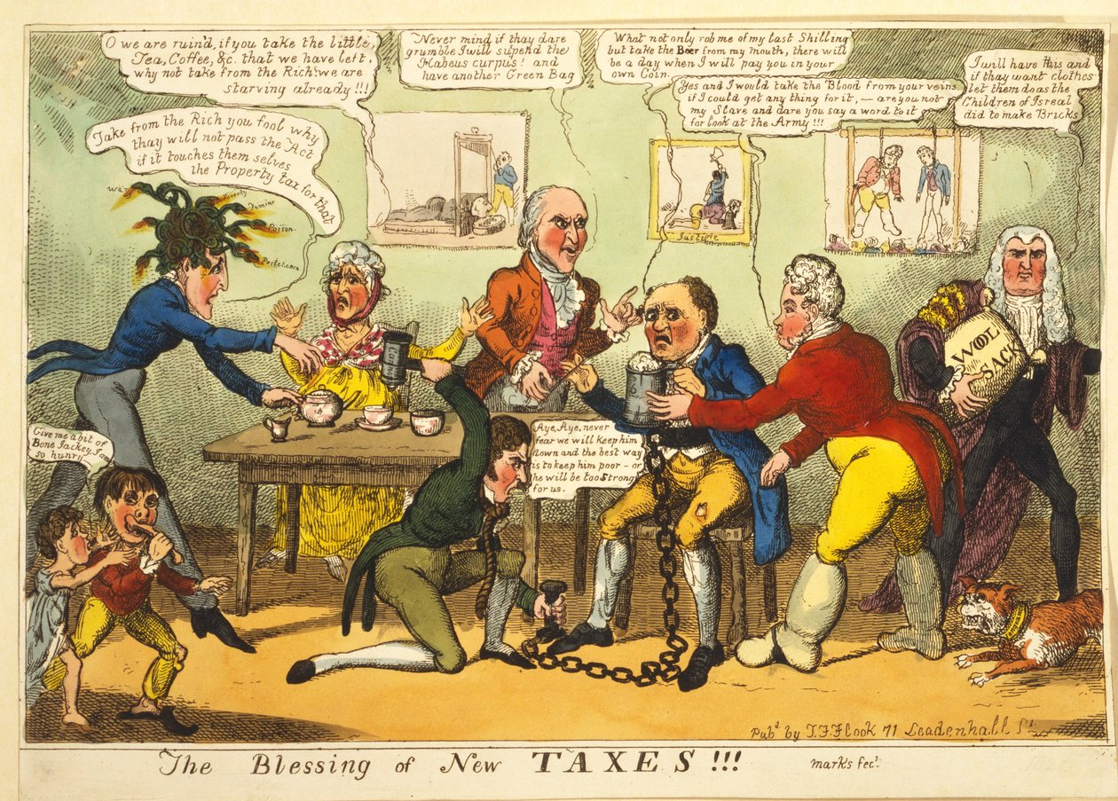 The Blessing of New Taxes!!!, c.1819 (handfärgad gravyr) av English School