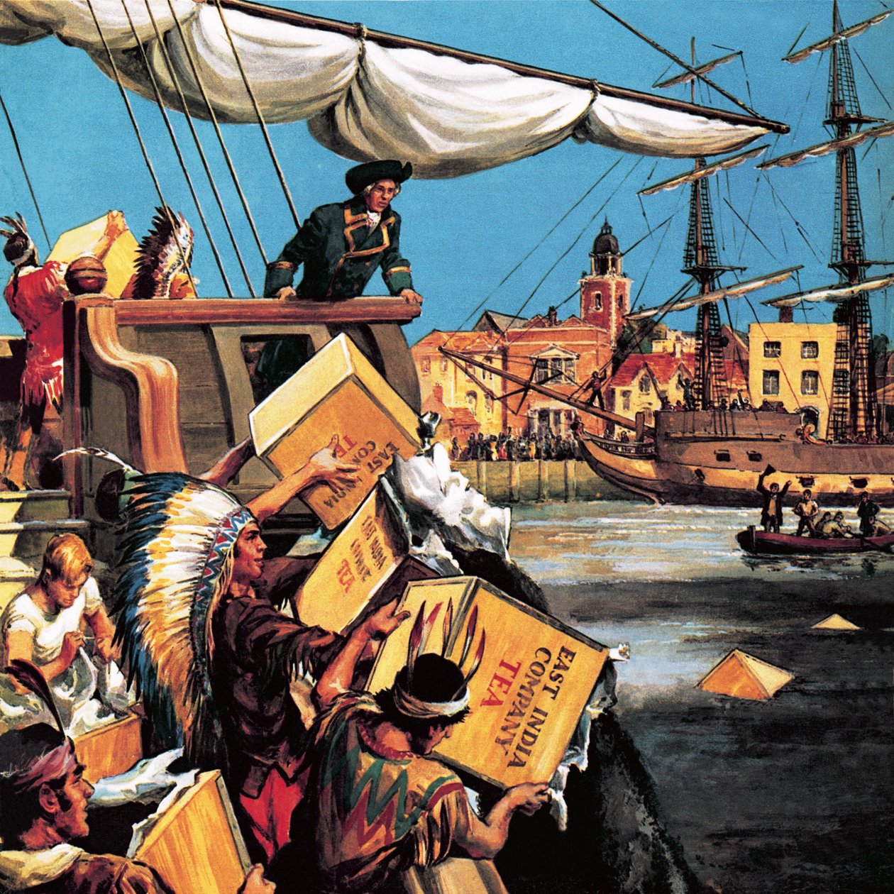 The Boston Tea Party (litografi) av English School