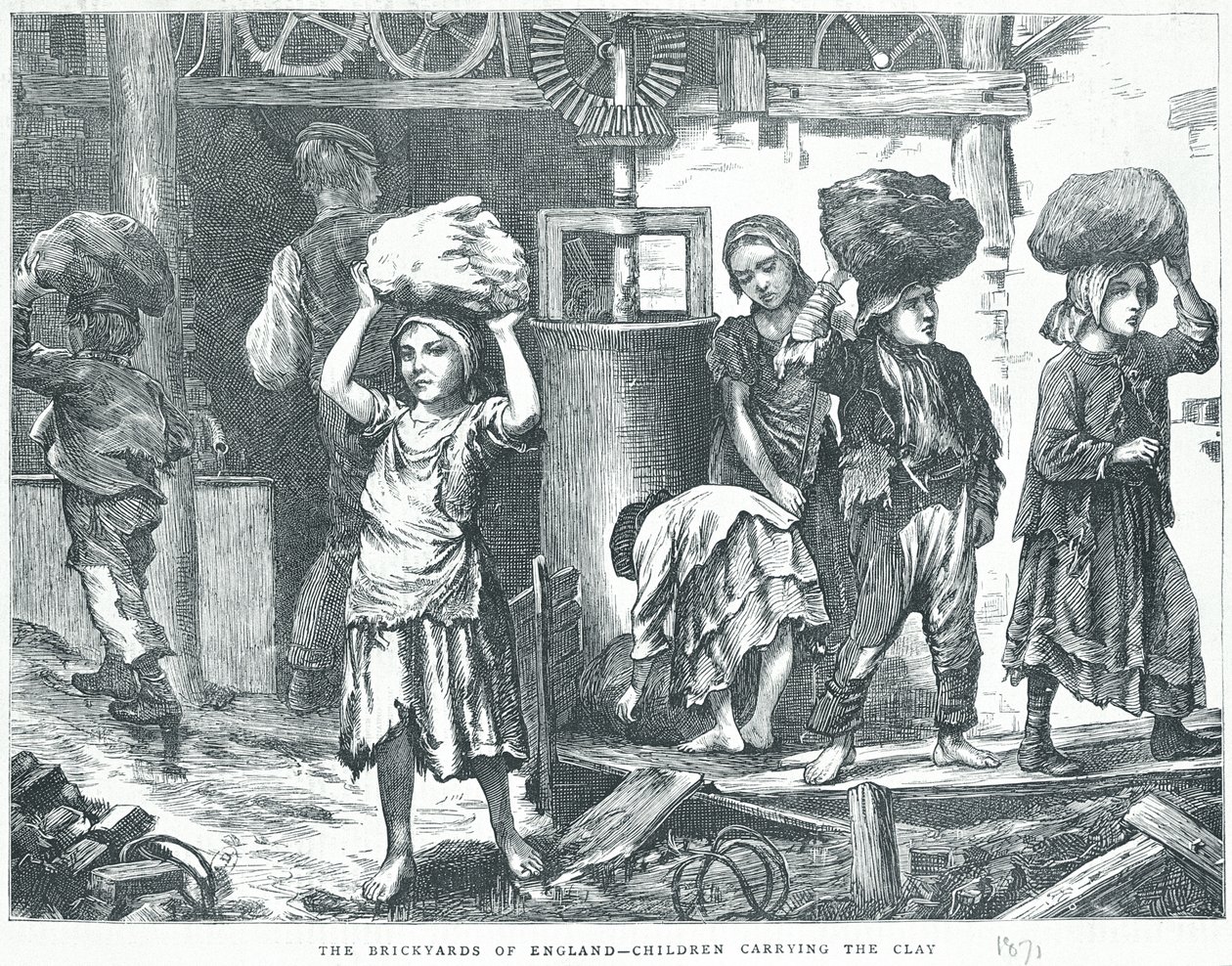 The Brickyards of England, Barn som bär leran, 1871 av English School
