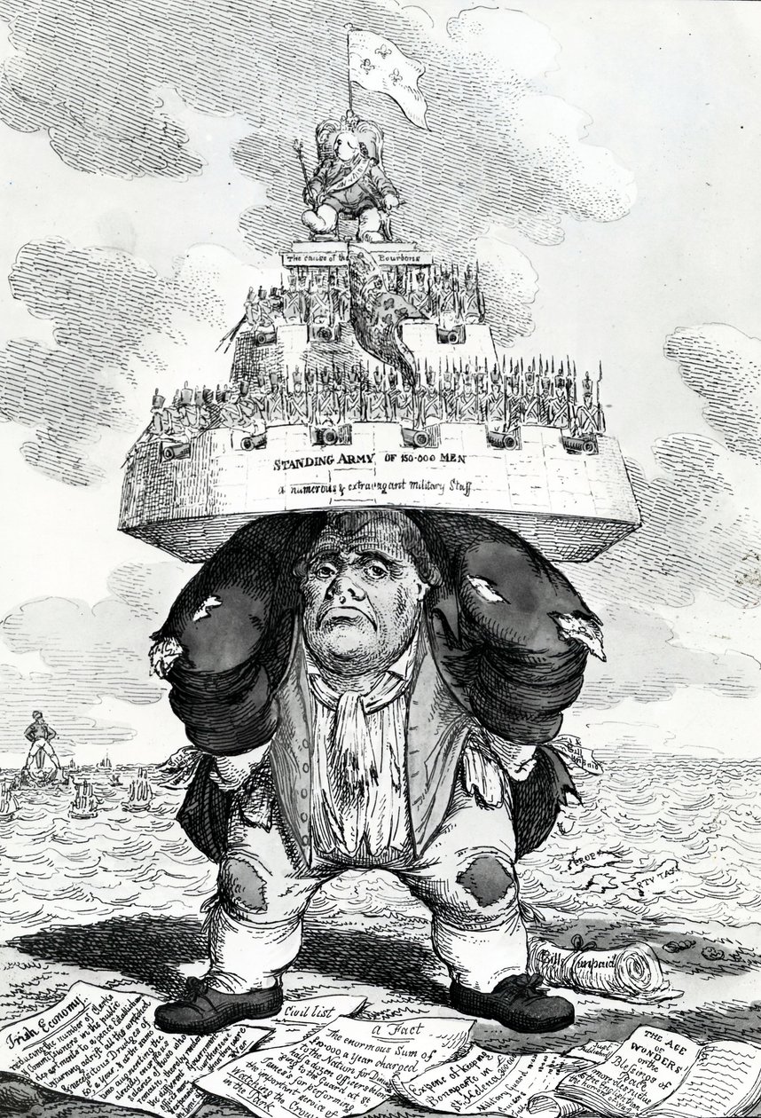 British Atlas, eller John Bull som stödjer fredsetableringen, tryckt av Charles Williams, 1816 av English School